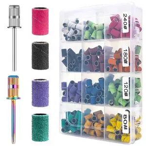 Sanding Bands for Nail Drill Portable Nail File Kit Nail Strap Set 12 Color Coarse Fine Grit Efile Sand Set 80#120#180#240#,2 Pieces 3/32 Inch Nail Drill Bits for Manicures and Pedicures Nail Care Nail Care Product