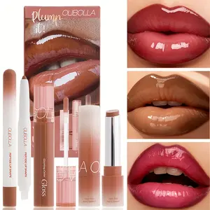 3Pcs MatteMirror Lipstick Set Long Lasting Vitality Makeup Transferproof Waterproof Fadeproof Lip Liner Moisturizing Lip Glossy High Pigmented Smooth daily Cosmetic use
