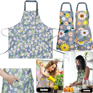 3 Pack Adjustable Cooking Apron Floral Aprons with Pocket Fashionable Oil and Hand Wiping Apron Fashion Accessories