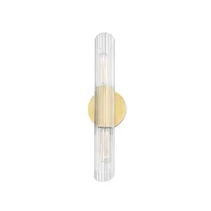 Cecily Sconce With Fluted Clear Glass Shades In Aged Brass, Old Bronze & Polished Nickel Finishes