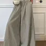 【Black Friday】Women's Vertical Striped Elastic Waist Wide Leg Pants, Casual Fashion Bottoms, Loose Stripe Design, Comfortable Daily Wear, Comfy Trousers, Women's Apparel