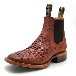 El Besserro Women's Petatillo and Handtooled Square Toe Ankle Boots