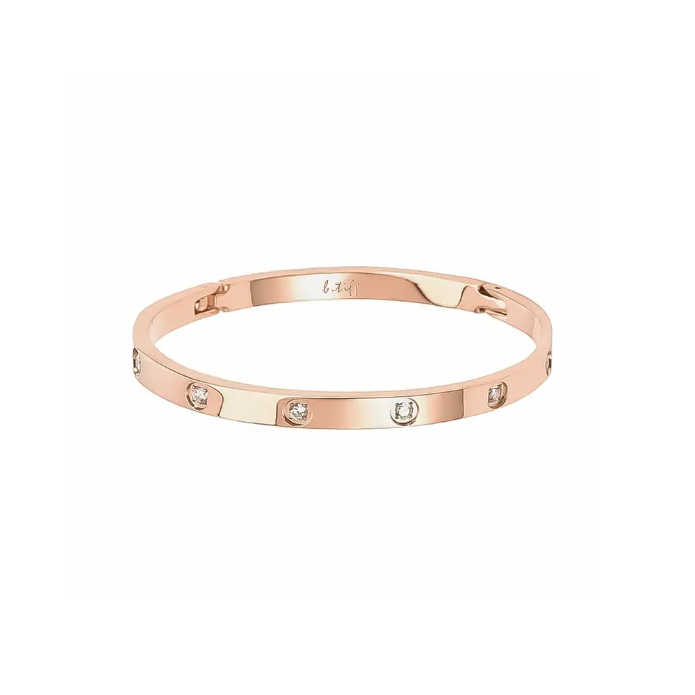 BG308RGP B.Tiff 8-Stone High Polish Rose Gold Bangle Bracelet