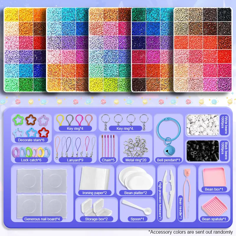 Fuse Beads Kit 24/48/72/96/120-Colors, 2.6mm 3D Pixel Beads DIY Craft Set with Pegboards, Ironing Paper & Tweezers, Plastic Pixel Puzzle Beads for Jewelry Making, Keychains, & Kids Crafts,DIY decorative Accessories, Graduation Gift