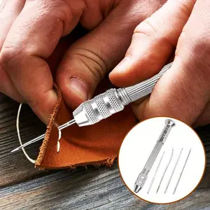 Leather Sewing Awl Set: Sewing Supplies Crafts Sewing Tools Replaceable Multifunctional DIY Needle for Shoe Repair and Leathercraft - Leather & Metal - For Leatherworkers & Crafters - Ideal Gift for DIY Enthusiasts