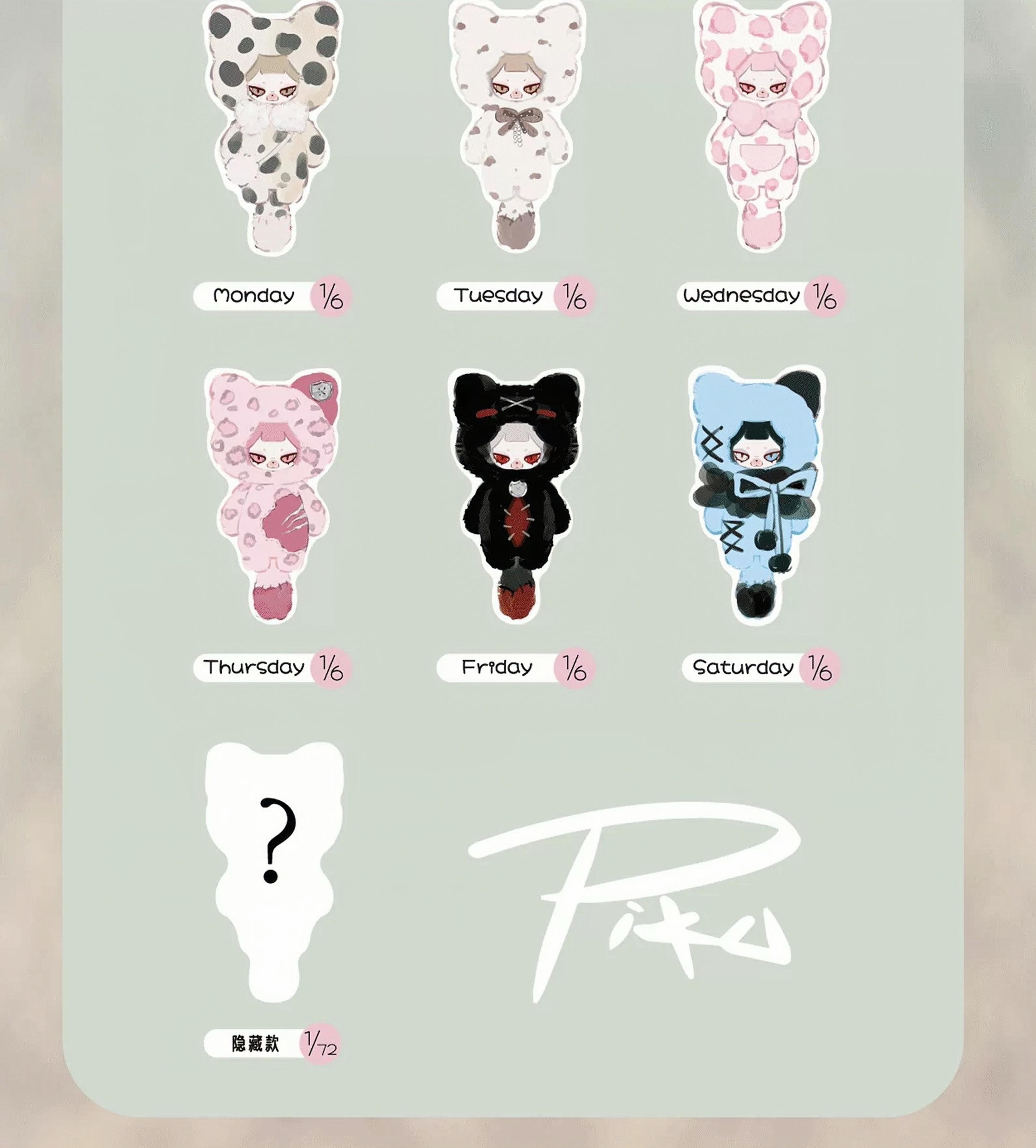 The Week Series Plush Blind Box - Aesthetic Leopard Bag Charm & Mystery Keychain - Y2K Style Soft Plushie Pendant for Backpacks, Designer Art Toy Gif