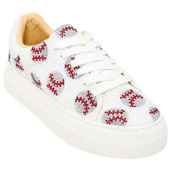 Betsey Johnson Sidny Rhinestone-Encrusted Sports Platform Sneaker Betsey Johnson Sidny Rhinestone-Encrusted Sports Platform Sneaker