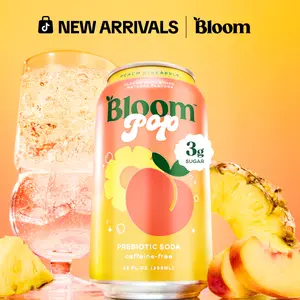 Bloom Pop - Peach Pineapple - Prebiotic Soda 12 Pack, 12oz Cans - Prebiotic Soda for Gut Health, Low Calorie Soda, No Caffeine, Healthy Soft Drink Alternative Beverage