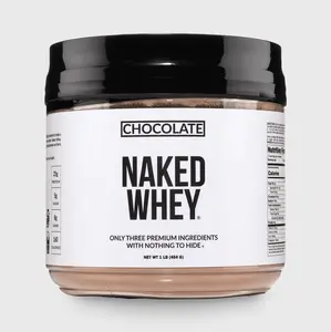 Naked Whey Chocolate Protein Powder - 1LB Grass-Fed, Non-GMO, No Additives, 25g Protein, 5.9g BCAAs - Only 3 Ingredients