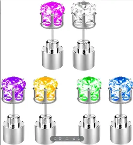 6 PCS LED Flashing Earrings Changing Color Light up Blinking Earring Studs