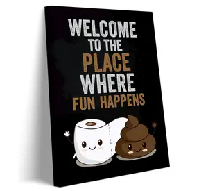 Funny Bathroom Canvas Wall Art Humor Toilet Room Painting Picture Wall Decor Cute Poster Print Artwork for Bathroom Toilet Home Decoration