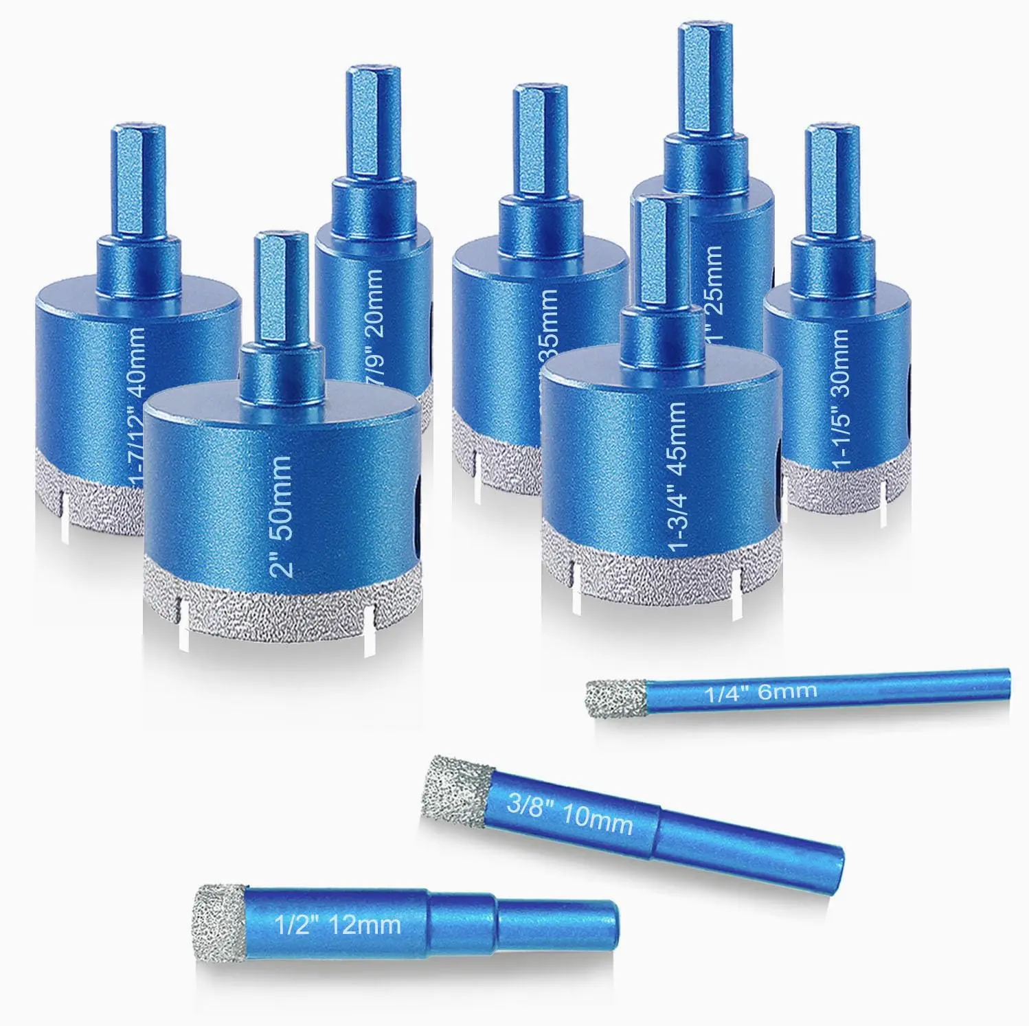 Hole  Set, 10 count Brazed Tile Hole   Core Drill Bit Set for Ceramic, Glass, Tile, Granite, Marble, Plaster, Ceramic Drill Bits, Masonry Drill Bit