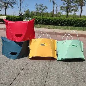 Portable Outdoor Camping Fishing Multi-Functional Handheld Picnic Basket, Lightweight Compact Foldable Card Seat, Durable Easy Carry Storage, Plastic Basket