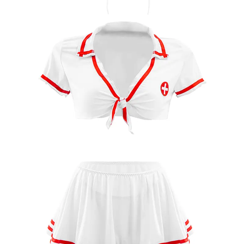 Women's Knitting Fitted 4-Piece Sexy Lingerie Nurse Costume Set - S-4XL, Skirt & Hat Included, Intimate Wear, Cosplay Gear, Halloween Special Occasion Outfit halloweencostumes