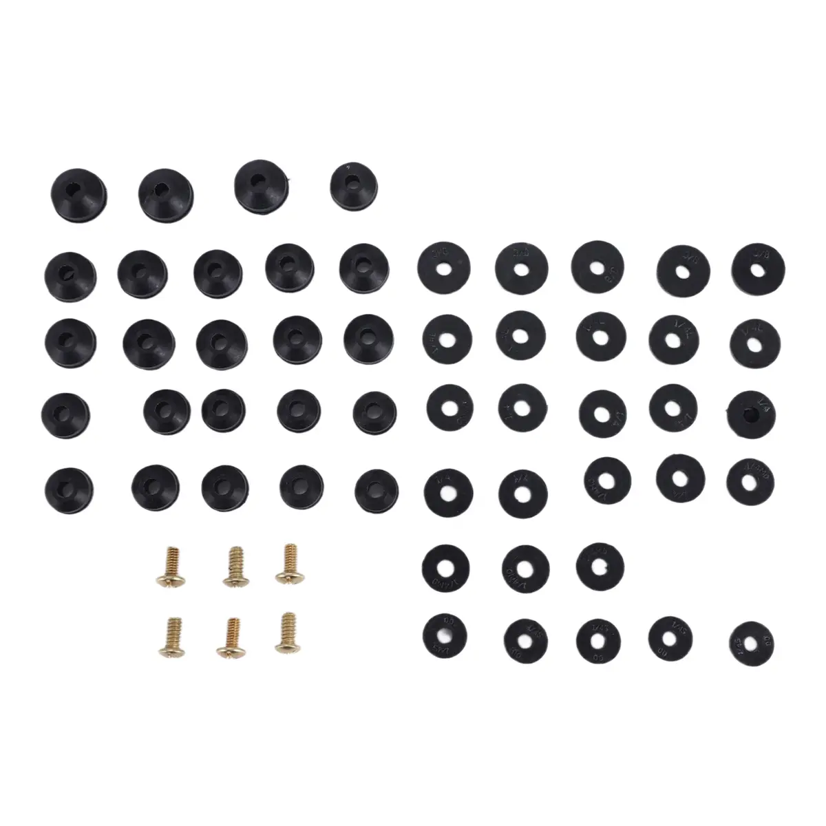 Faucet Washer Replacement Kit for Automotive Use - 58-Pack Flat & Beveled Rubber Washers, Brass Bibb Screws, Easy Installation, Good Rubber Seal for Kitchens, Bathtubs, Repairing Leaking Faucets