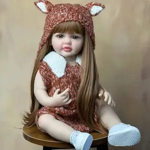 55cm 22inch Lifelike Reborn Baby Newborn Dress Up Doll with Full Soft Vinyl Body Princess Toddler Bebe Birthday Gift Dolls Gifts for 3+ Kids Princess Dolls.(Some Parts Random, Including Pacifier, Bottle, Diaper, Hat And Clothes Set)