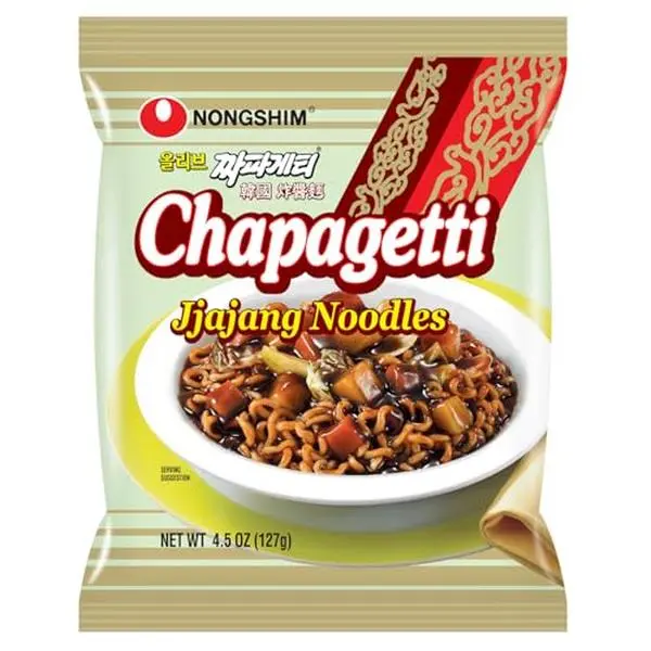 Organic Korean Ginger-Infused Natural Chapagetti Instant Ramen Noodles - 4.5 oz, Pack of 4, Premium Microwavable Pantry Food, Salt-Olive Oil-Vinegar-Mustard Oil Blend, Onion-Black Pepper, Dairy Free, Suitable for Spicy Bowl, Room-Temperature Consumption