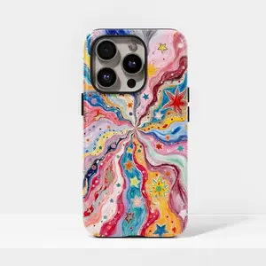 Psychedelic Starburst Cas Y2K Style Tough Phone Case, Psychedelic Cosmic Swirl Vintage Must have Phone Case Compatible with iPhone 17 Pro Max Phone Case 17 Air 16E 16 15 Plus 14 13 12 11 X XS Max XR 7 8 Plus Phone Cases,Samsung Galaxy S25 ULTRA Phone Case