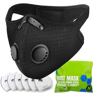 BASE CAMP Reusable N Plus Dust Mask, 360-Degree Seal with MNL Material Respirator Mask with 6 Filter-Face Mask for Dust, Pollen, Welding, Construction, Sanding, Yard Lawn, Paint, Woodworking