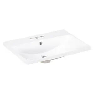 24" Bathroom Vanity Top Only, White Basin, 3-Faucet Holes, 4" Faucet Available, Ceramic   WL