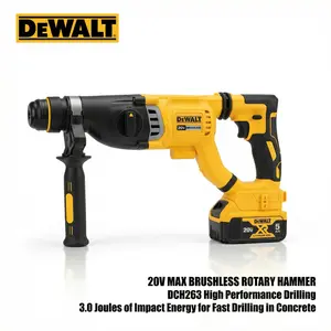 DEWEI DCH263 20V Brushless Rotary Hammer Concrete Drilling Construction  3.0J Impact Wrench Lithium Power High Cordless