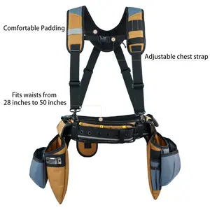 KUNN Carpenter Tool Belt with Suspenders Pro Framer Suspension Tool Rig for Construction Contractors and Electrician