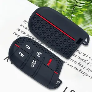 Silicone Remote Key Holder Case Cover Key Fob Protector - For Jeep Compass/Grand Cherokee- for Dodge Durango/Charger/Challenger/Journey, for Fiat | Durable Stylish Auto Key Accessory for Men Women | 2026 Trendy Car Key Protector | Premium Protective
