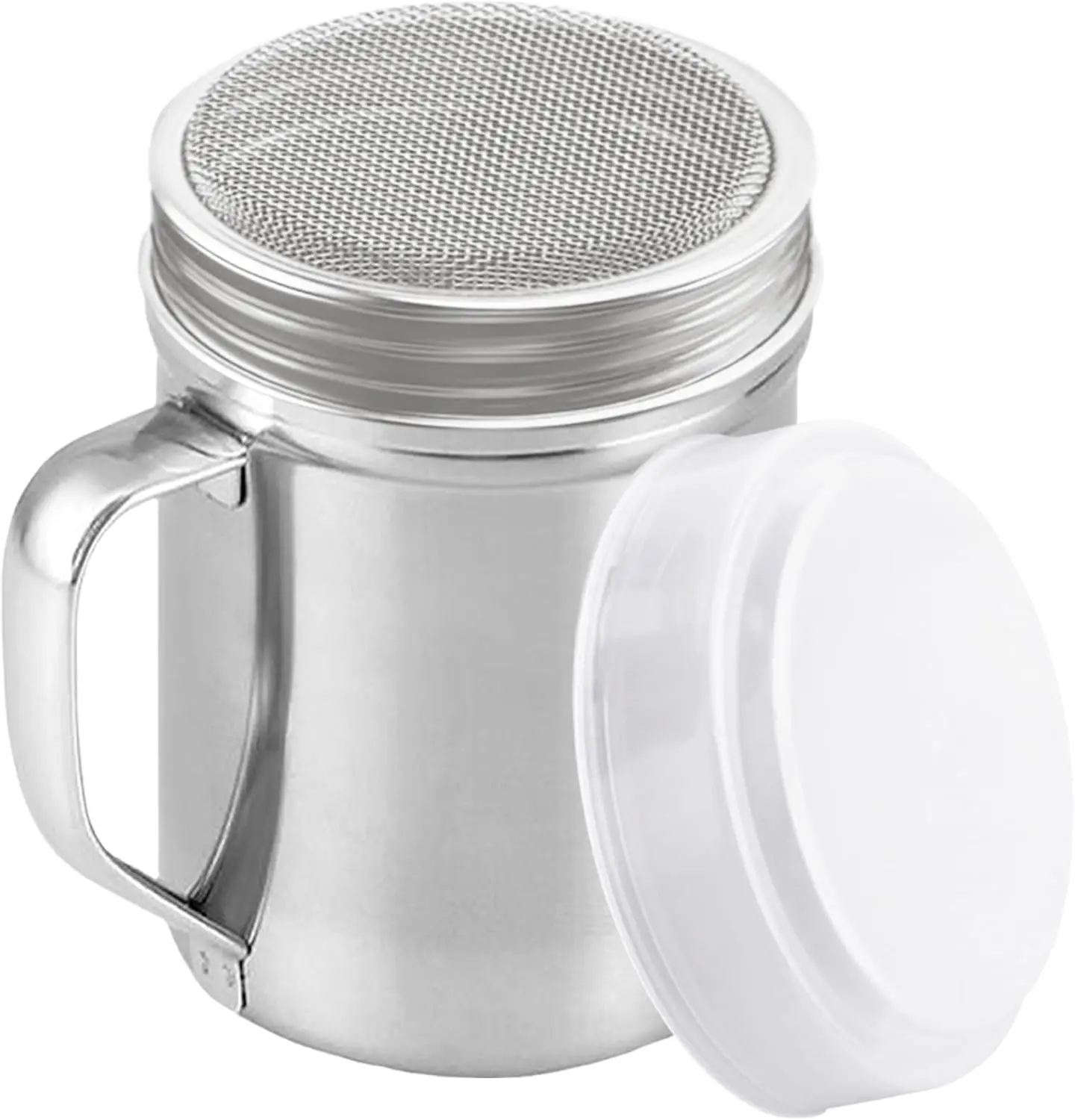 Sugar powder dispenser – with handle, fine mesh, 6 ounces, used for sprinkling sugar and cinnamon powder