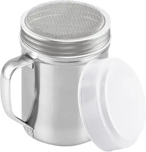 Sugar powder dispenser – with handle, fine mesh, 6 ounces, used for sprinkling sugar and cinnamon powder