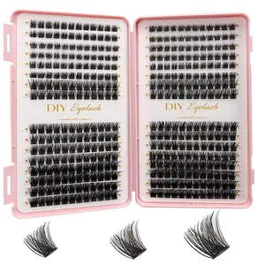 Individual False Eyelashes Kit, Natural Look Eyelash Extensions Set, DIY Self-Application Curly Cluster Lashes for Women, Eye Makeup Cosmetic