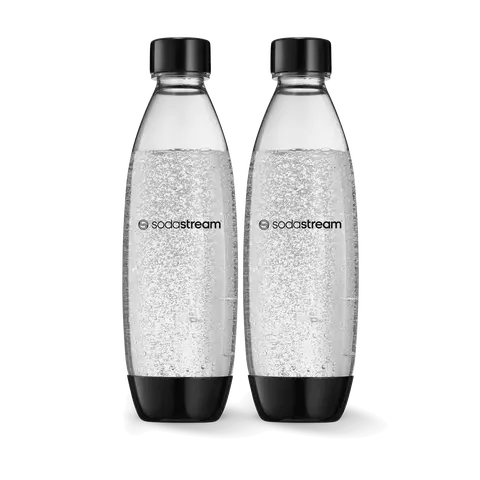 SodaStream 1L Slim Dishwasher Safe Bottles Twin Pack - Black