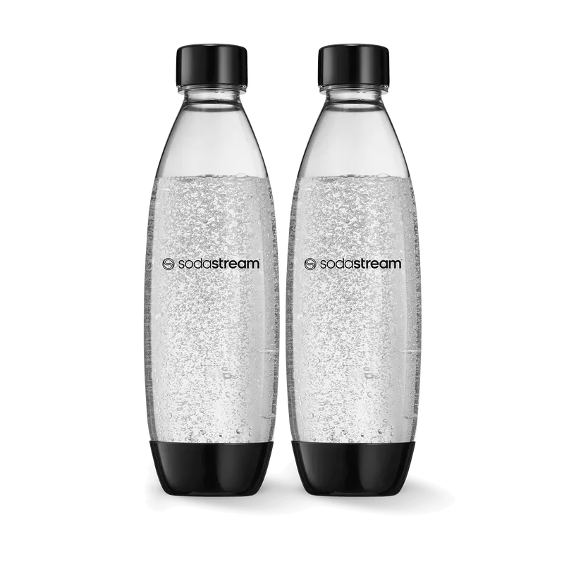 SodaStream 1L Slim Dishwasher Safe Bottles Twin Pack - Black