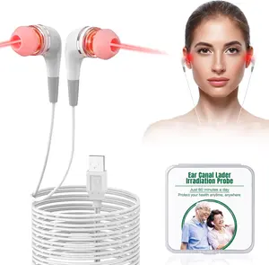 Red Light Therapy for Ears, USB Red Light Therapy for Ears, 650NM Red Light Ear Therapy Device with Two Pairs of Ear Canal Silicone