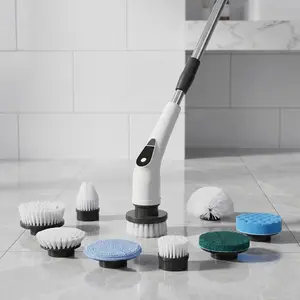 Electric Spin Scrubber with 8 Replaceable Brush Heads - Cordless Power Scrubber for Bathroom, Kitchen, Tile & Car - Adjustable Long Handle & 5 Speeds, Home  Shine  Store