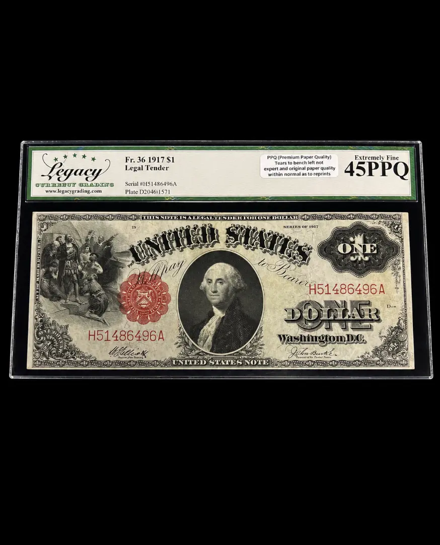 1917 $1 United States Legal Tender Note Fr. 36 Red Seal Legacy XF 45 PPQ