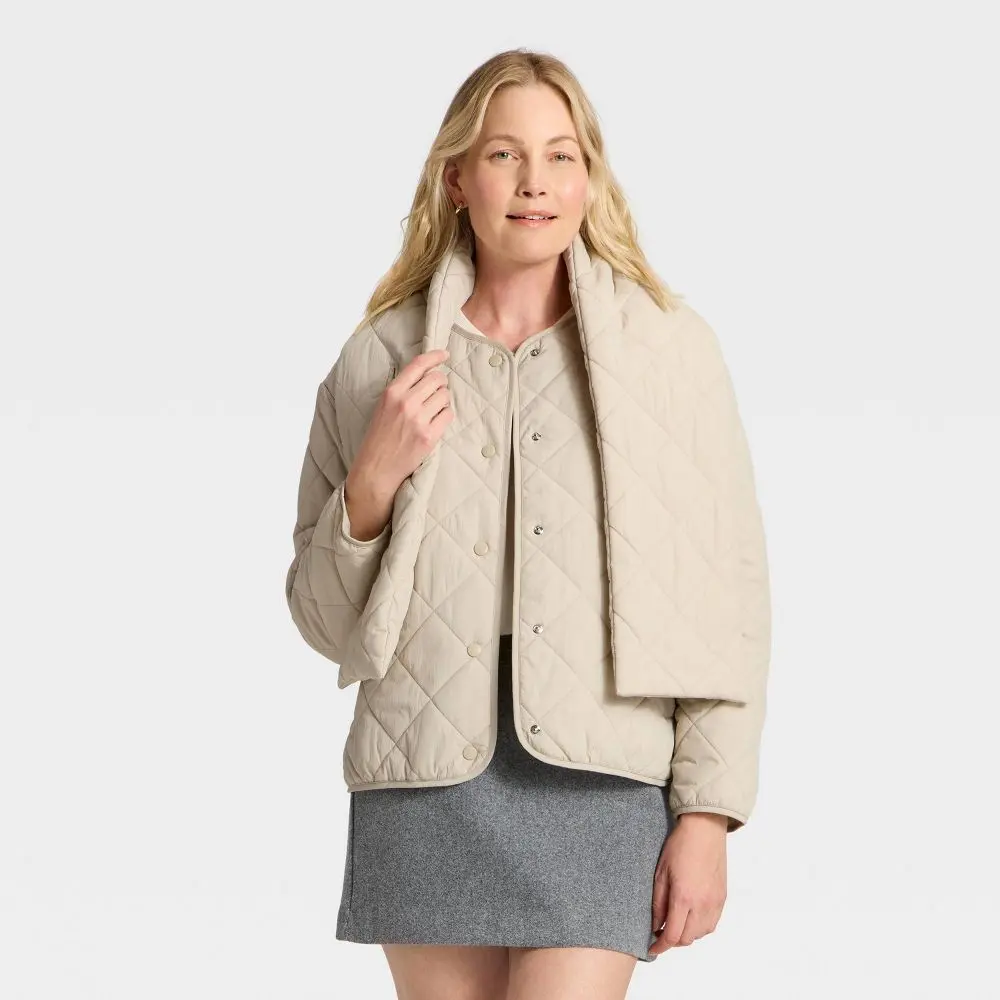 Women's Quilted Scarf Jacket - A New Day