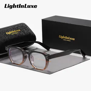 LightInLuxe Unisex trendy Full Frame Round Clear Glasses Casual Outdoor Anti-Blue Light Clear Glasses