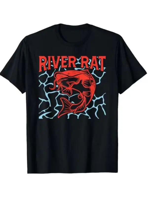 Men's Unisex's Catfish Fishing TShirt Casual Outdoor Short Sleeve Shirt with Catfishing Graphic Print Sizes Round Neck for River Fishing Trip Angler Apparel for YearRound #SohoChic