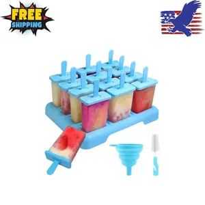 12 Cavities Popsicles Molds, BPA-Free Popsicle Molds