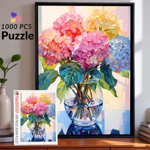 Tucocoo Blooming Hydrangea Bouquet 1000 Pieces Jigsaw Puzzle, Colorful Floral Art for Adults, Stress Relief Family Game Gift Idea, Brain Challenge & Home Wall Decor, Size 27.5x20inch (70x50cm)