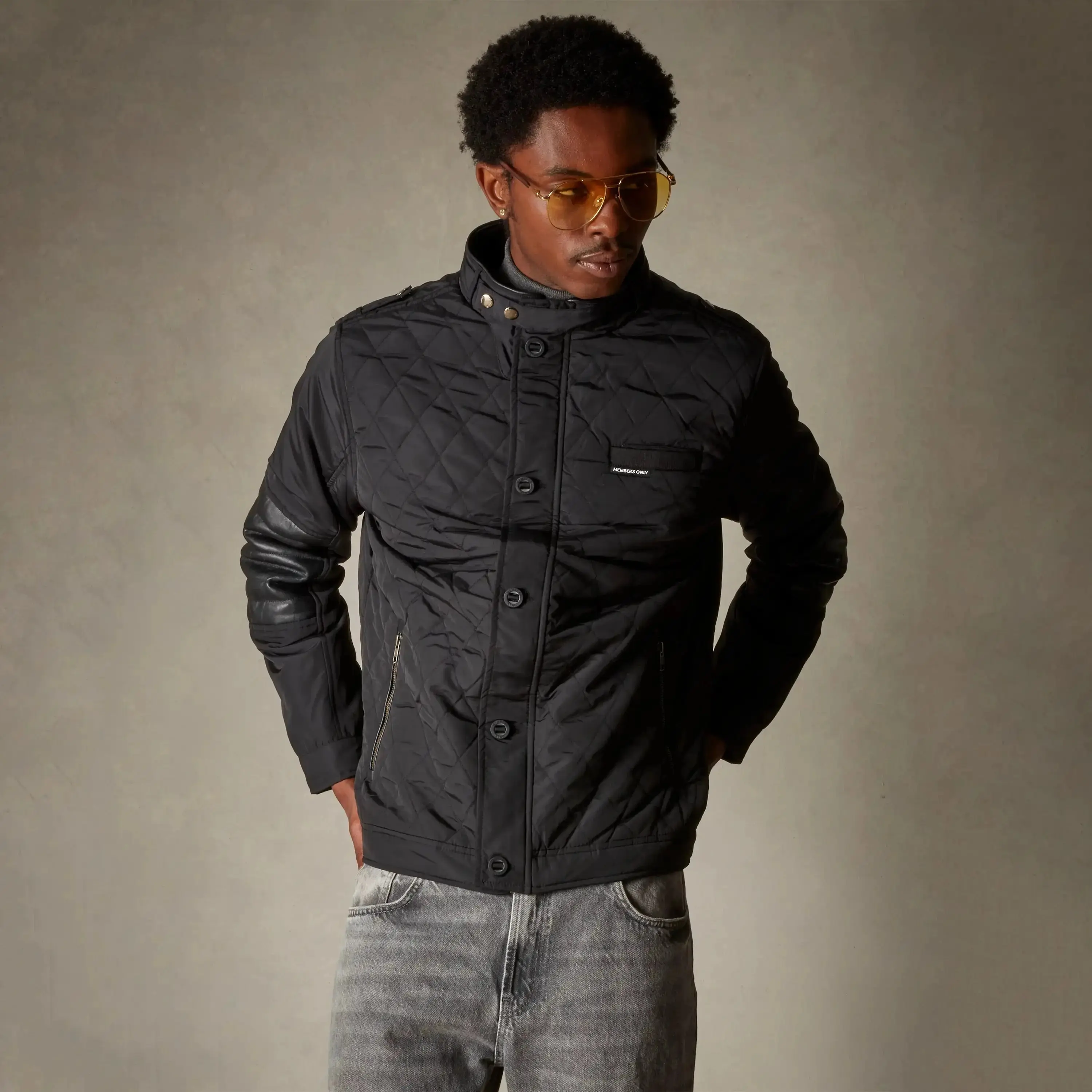 Members Only Men's Belmont Quilted Coat, Menswear Tops, Casual Style with Pocket, Coats, Long Sleeve