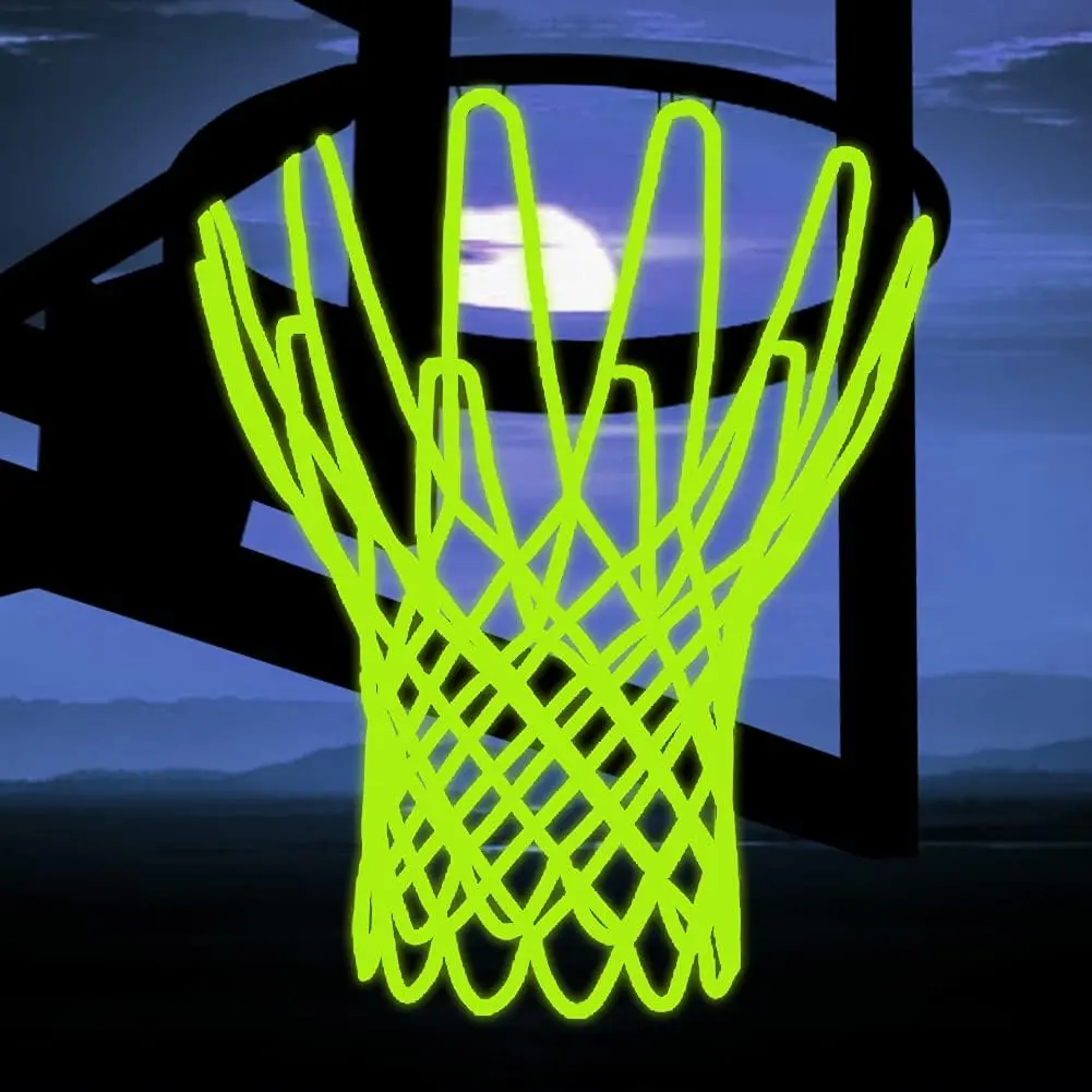 Glow Basketball Net, Nightlight Basketball Net Luminous Outdoor Portable Sun   Nylon (Green)