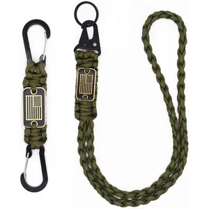 2 count Heavy Duty Paracord Lanyard , Braided Parachute Rope Necklace Keychains with Cool  Flag,  Lanyard for Outdoor Activities, Camera, , Whistle, Traveling