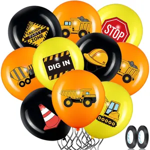 45-Piece Construction Balloons 12" Birthday Party Decorations for Kids Construction Zone Theme