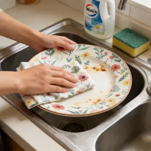 5 Pcs Watercolor Floral & Blueberry Kitchen Rags | Soft Reusable Dish Towels | Absorbent Cleaning Cloths for Home