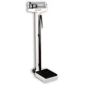 Detecto 2381 10.5 in. X 14.5 in. Platform Eye Level Physician Scale 180 Kg X 100 G with Height Rod and Wheels, 10 1/2" X 14 1/2", Die-Cast Beam For Easy Readability