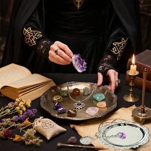Beginner Witchcraft Kit - witchcraft supplies Starter Altar Set with Crystal Candles, Amethyst Cluster, Witch Bell &  Spoon | Ritual Supplies Gift Box for Wicca, Pagan, Spellwork Decor Wiccan Ceremonies Magical