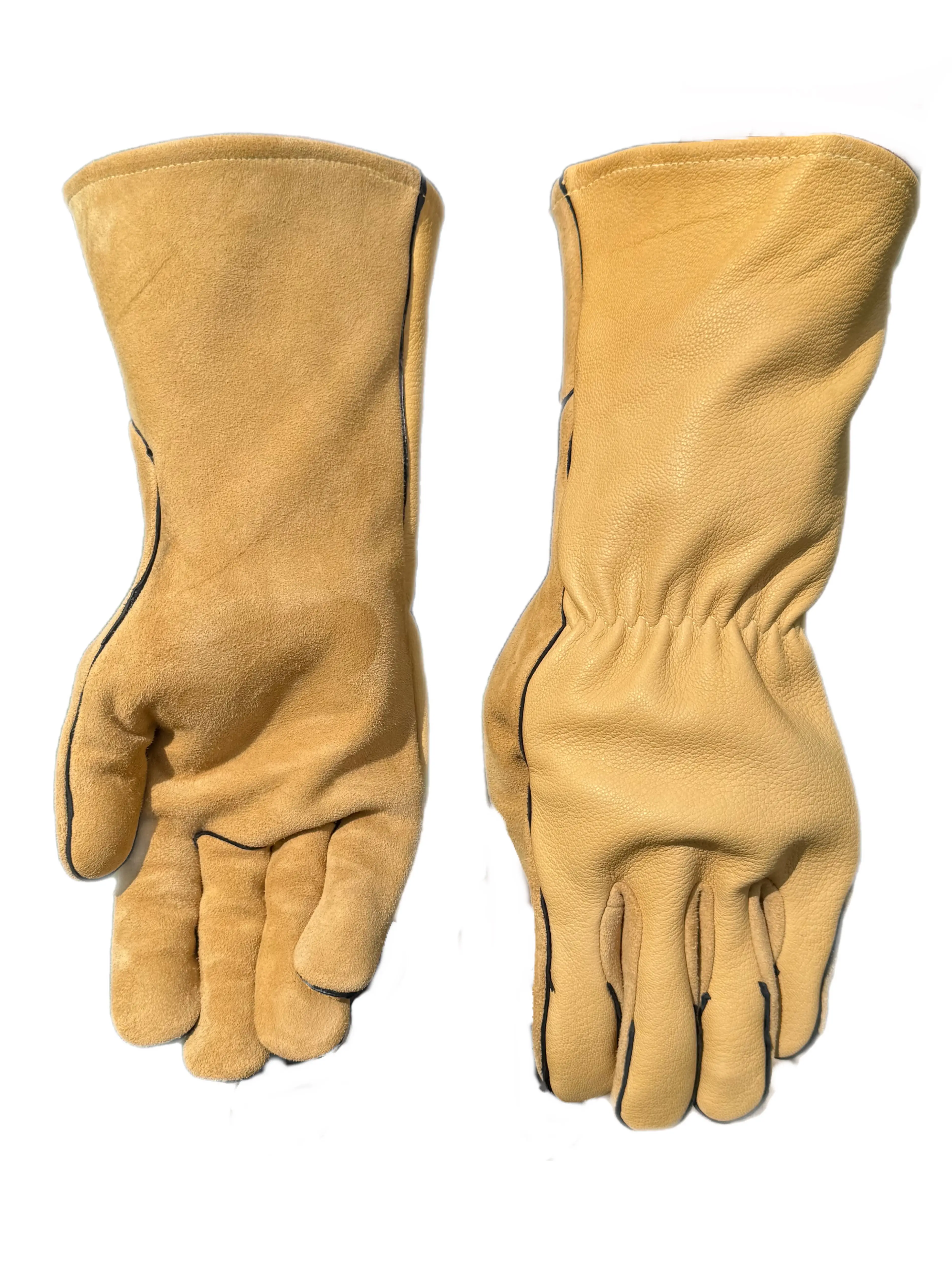 Slickman 1026 Hybrid Elk Skin Work Glove for Men Durable Full Grain ElkSkin Leather Protective Handwear