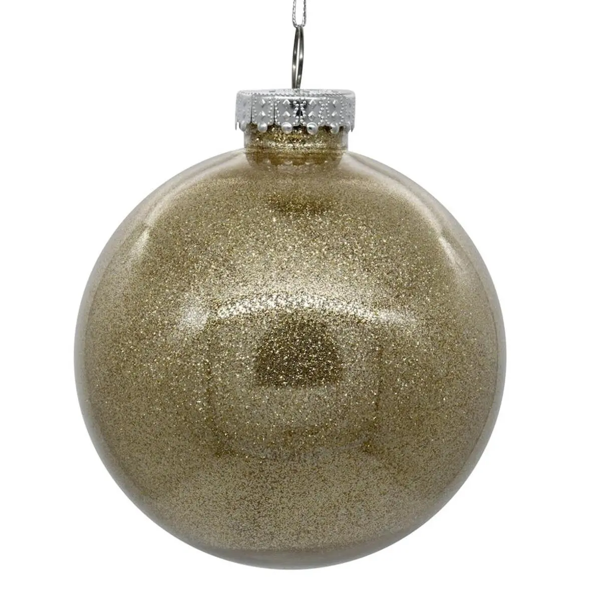 212 MAIN Plastic Oat Glitter Round Christmas Tree Ball Ornaments, 4.75 in. with Glitter Interior, 4-Piece Hanging Decor for Party & Miniature Christmas Decor (4 per Bag), Party Decor