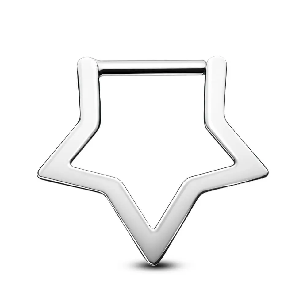 OUFER 16G/14G Titanium Star Clicker Septum Ring - Stylish Hypoallergenic ASTM F-136 Titanium Hinged Segment Hoop Nose Ring Jewelry for Cartilage Piercings OUFER 16G/14G Titanium Star Clicker Septum Ring - Stylish Hypoallergenic ASTM F-136 Titanium Hinged Segment Hoop Nose Ring Jewelry for Cartilage Piercings